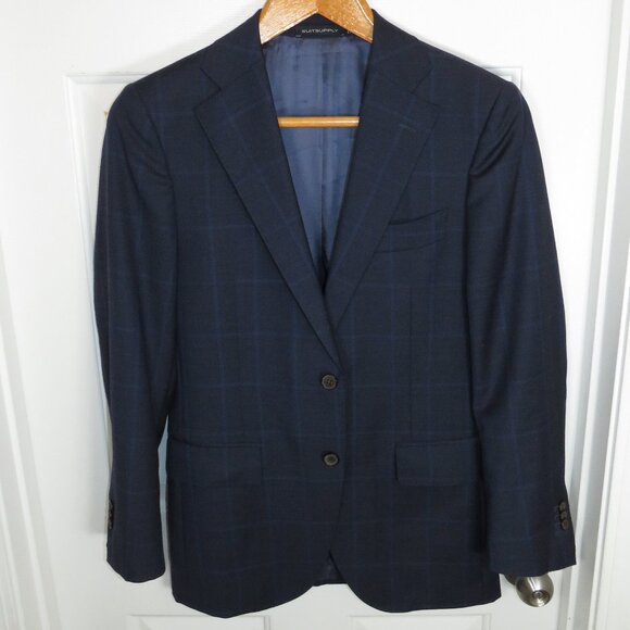 Suitsupply Lazio Navy Windowpane Blazer Jacket Vitale Barberis Canonico 36R - Picture 1 of 7